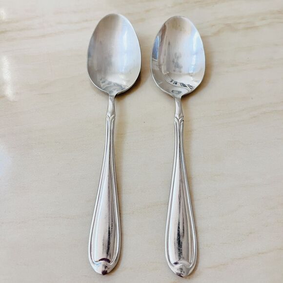2pc WALLACE Summerset Stainless Teaspoon 6 1/4 in Flatware Replacement PLAINBACK - Picture 1 of 11
